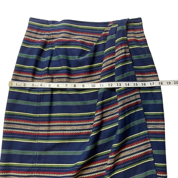 Liz Wear Vintage Striped Cotton Button Velcro Closure Wrap Around Skirt - Sz 10P - Picture 11 of 13